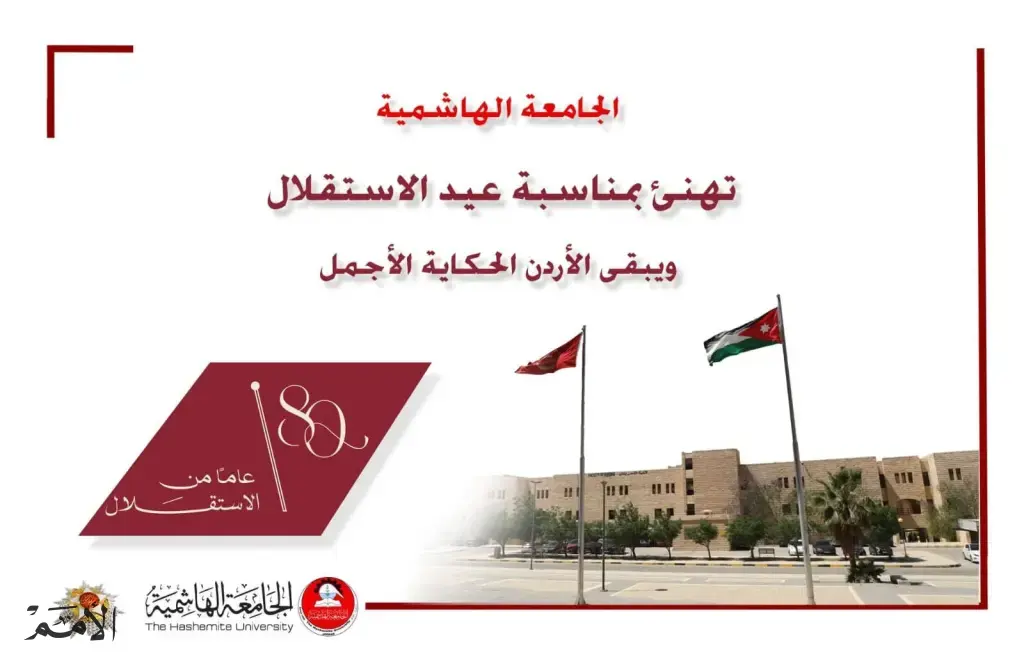 الجامعة الهاشمية تهنئ الملك وولي العهد بعيد الاستقلال