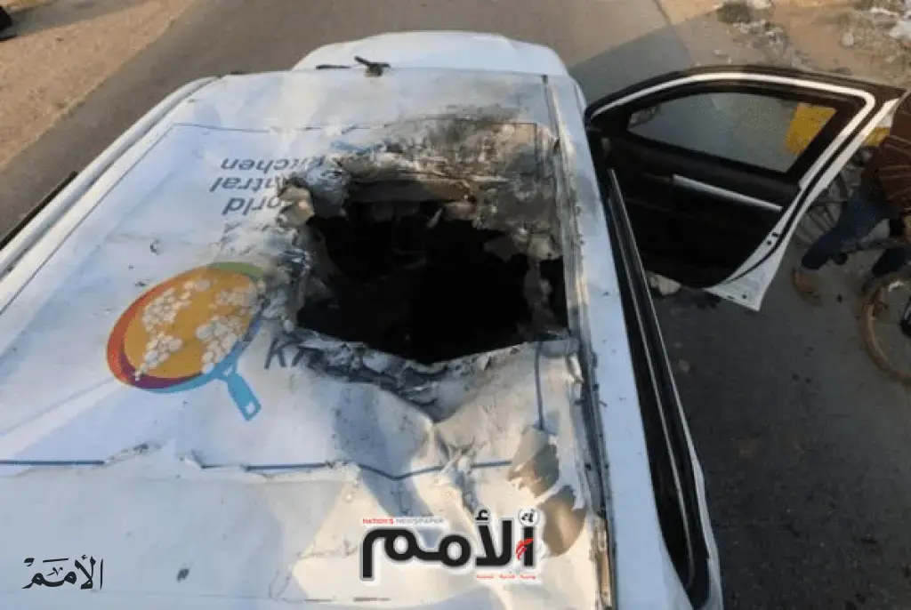 5 شهداء بينهم عاملين بالمطبخ العالمي بقصف مركبة في غزة